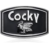 KOORASY Cocky Belt Buckle Animal Rooster Belt Buckles Men Women, Rectangle Western Booth's Cocky Belt Buckle