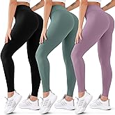 3 Pack High Waisted Leggings for Women Butt Lift Tummy Control Yoga Pants Non See-Through Workout Running Pants…