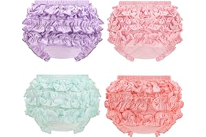 ORINERY Cotton Bloomers Undies Girls Soft Underwear Baby Ruffle Diaper Cover Toddler Kids Briefs Shorts Infant Panties 4-Pack