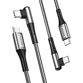 Silkland 240W Long USB C to USB C Cable(6.6FT, 2Pack), Right Angle USB C Fast Charging Cable, Braided Type C Charger Cord for