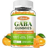 Sijigood GABA Gummies for Adults, Relaxation, Zzz & Mood – Sugar-Free Calm Gummies with L-Theanine, 5-HTP, Vitamin D3 – Natural Zzz Support, GABA Supplements for Kids, Orange Flavor, 60 Count