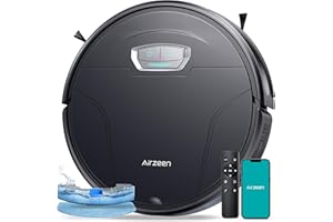 Airzeen Robot Vacuum Cleaner with 4500Pa Strong Suction, 3 in 1 Robot Vacuum and Mop, Carpet Auto-Boost, Self-Charging, 2.9”Slim Design, Remote/App/Alexa Control, Ideal for Pet Hair/Carpet/Hard Floor
