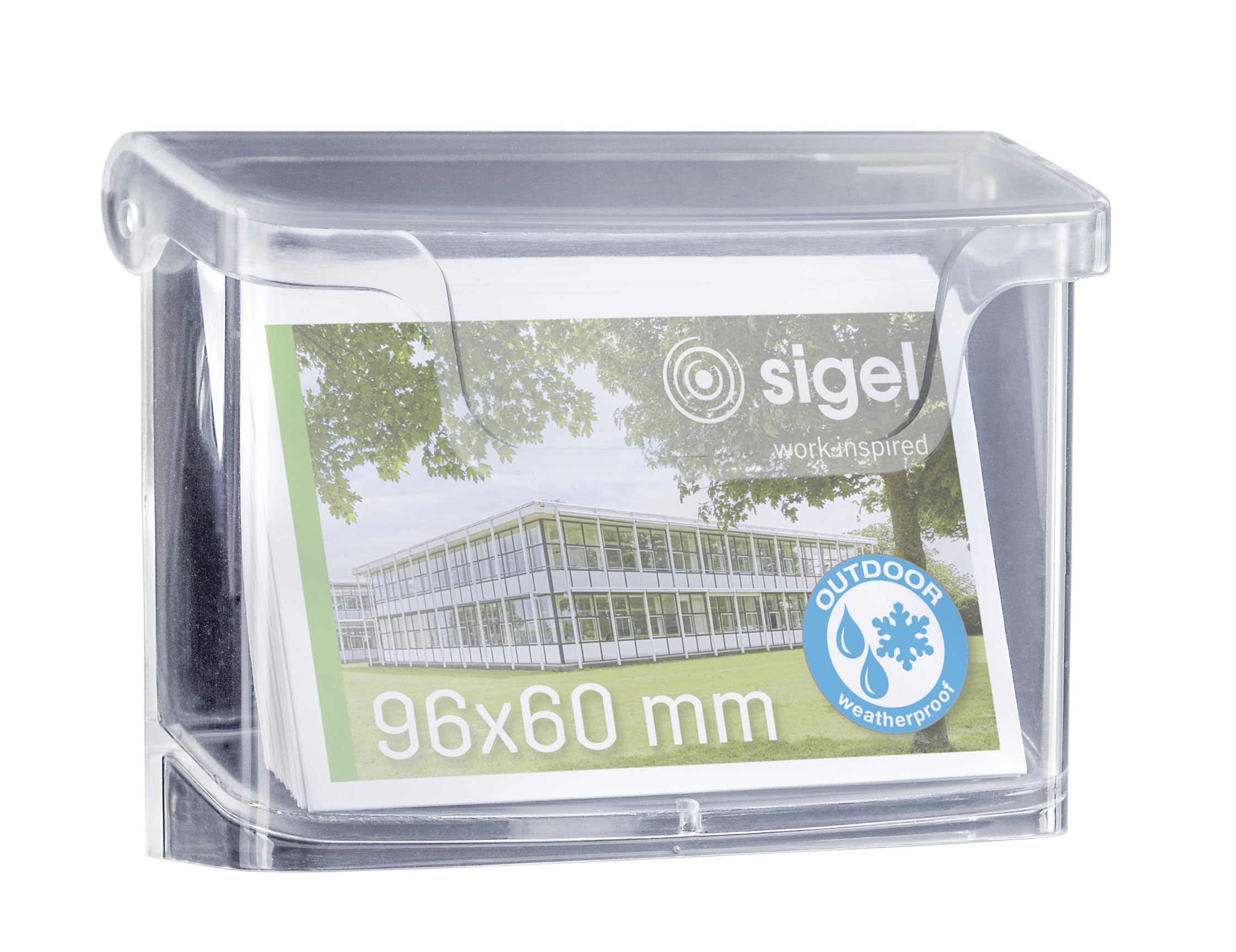 SIGEL LH326 Outdoor Wall-Mounted Business Card Holder, for up to 60 Cards, uv resistant acrylic, transparent, 1 oc.