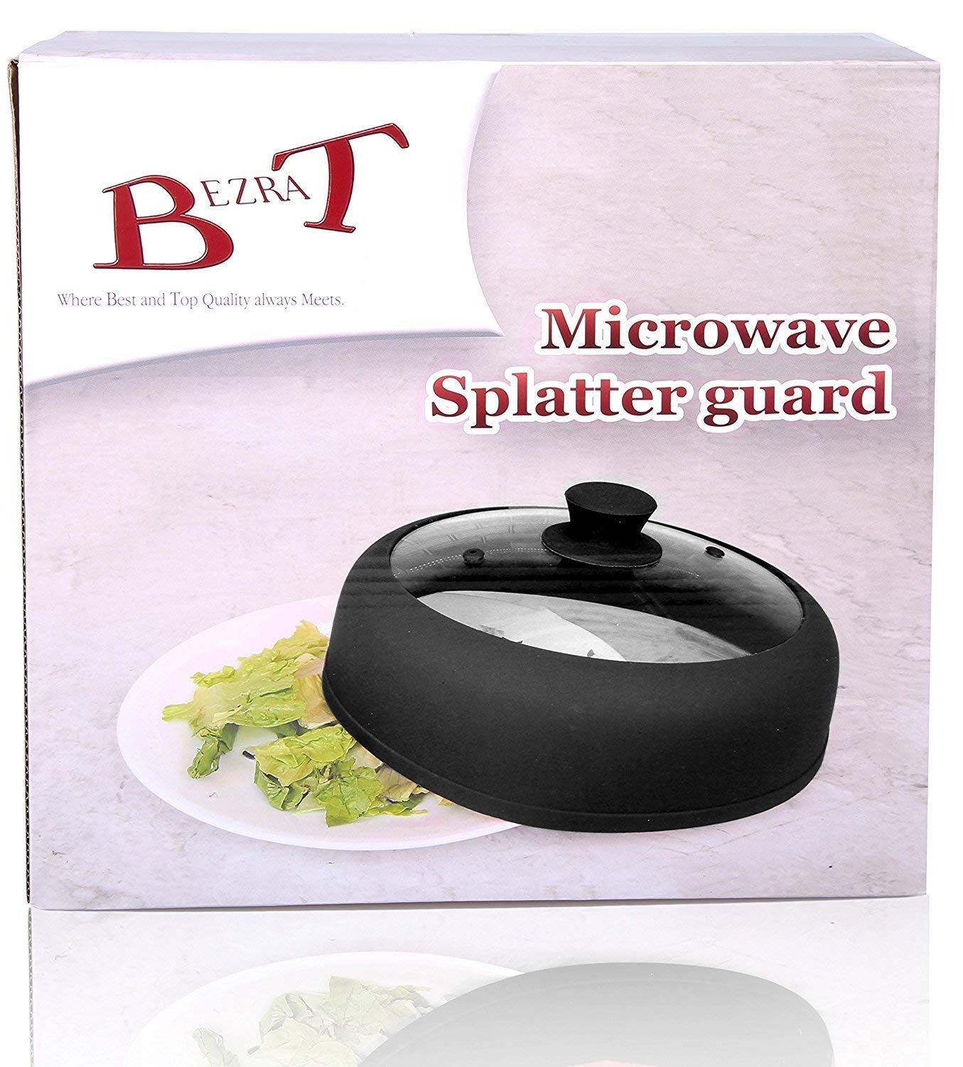 Bezrat Vented, Silicone and Glass Microwave Plate Cover for Food
