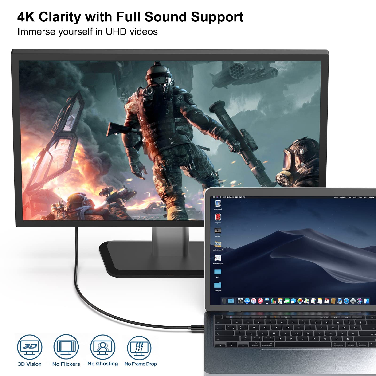 BENFEI USB C to HDMI 6 Feet Cable, USB Type-C to HDMI Cable, Thunderbolt 3/4 Compatible with iPhone 15 Pro/Max, MacBook Pro/Air 2023, iPad Pro