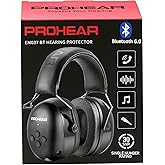 PROHEAR 037 Bluetooth 6.0 Hearing Protection Headphones with Rechargeable 1500mAh Battery, 30dB SNR Safety Noise Reduction Ea