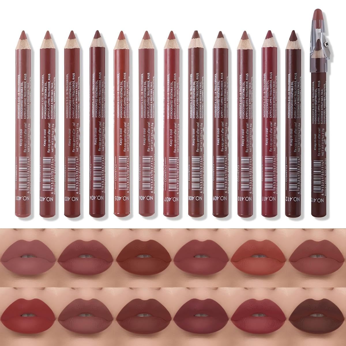 Katiluxiya 12 Colors Lip Liner Set,12 Colors High Pigmented Natural Lip Makeup Soft Pencils Longwear Smooth Ultra Fine,Girls and Women Lipstick Pen Lip Sets for Daily/Travel/Party/Work. (01)