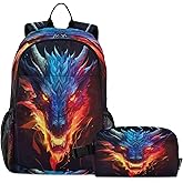 Dragon Kids Backpack for Girls Boys School Bookbag with Insulated Lunch Box for Elementary Students Middle School Teen Girls Backpacks