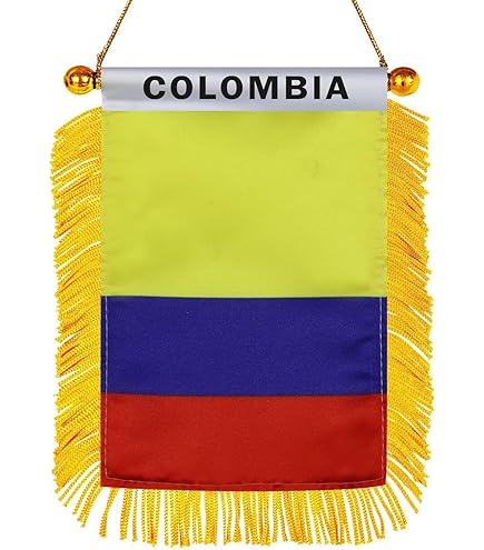 Gagliardetto Colombia 15x10 Cm Con Ventosa - Bandierina Da Auto Per Specchietto, Poliestere - Foto 5