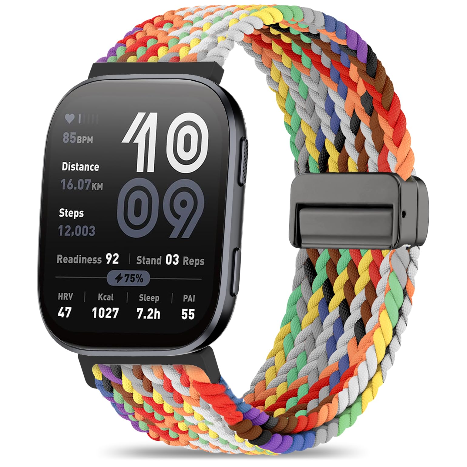 Oanux 22mm Magnetic Braided Nylon Compatible with Amazfit Bip 6/Bip 5 Watch Band, Breathable Soft Sport Wristband Replacement for Amazfit Helio/Balance 2/Balance & GTR 4/3 Pro/3/2/2e/47mm Men Women