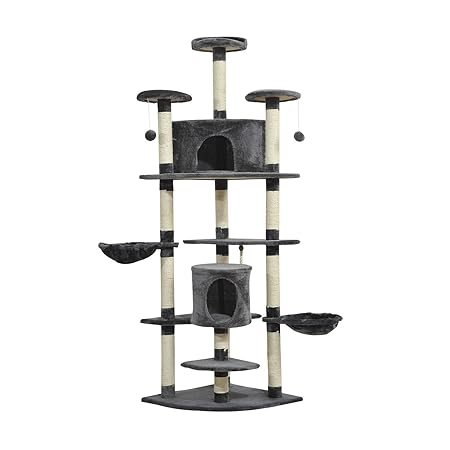 PawHut Katzenbaum Ecke Kratzbaum Spielbaum Katzenkratzbaum Katzen Kletterbaum 200 cm