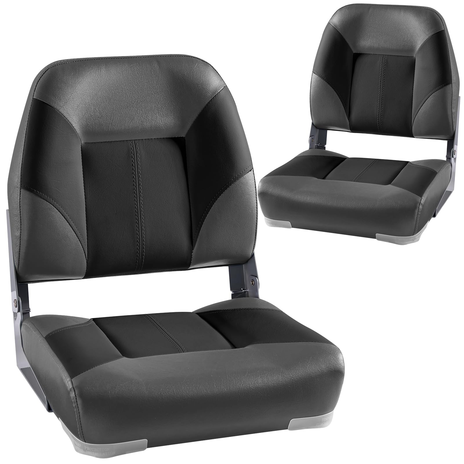Photo 1 of 2pcs Boat Seating Grey and Black Low Back Finsh Boat Chairs