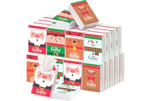 Outus 50 Pack Christmas Pocket Tissues Travel Size 3 Ply Small Facial Tissues Individual Bulk 400 Sheets Christmas Filler Bags Gift for Xmas Holiday Party Favors