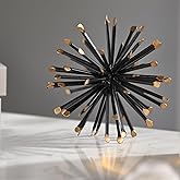 Retrome 6.5 Inch Starburst Table Decoration, Modern Metal Decorative Spike Tabletop Sculpture Shelf Accents, Black & Gold