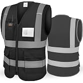 TICONN High Visibility Reflective Safety Vest for Men &amp; Women, ANSI Class 2 | Breathable Polyester Mesh, 360&deg; Reflective Strips, Multi-Function Pockets with ID Storage, Smooth Zipper, Construction &amp; Work