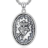 Lattd Sacred Heart Necklace 925 Sterling Silver Sacred Heart of Jesus Pendant Christian Jewelry for Men Women