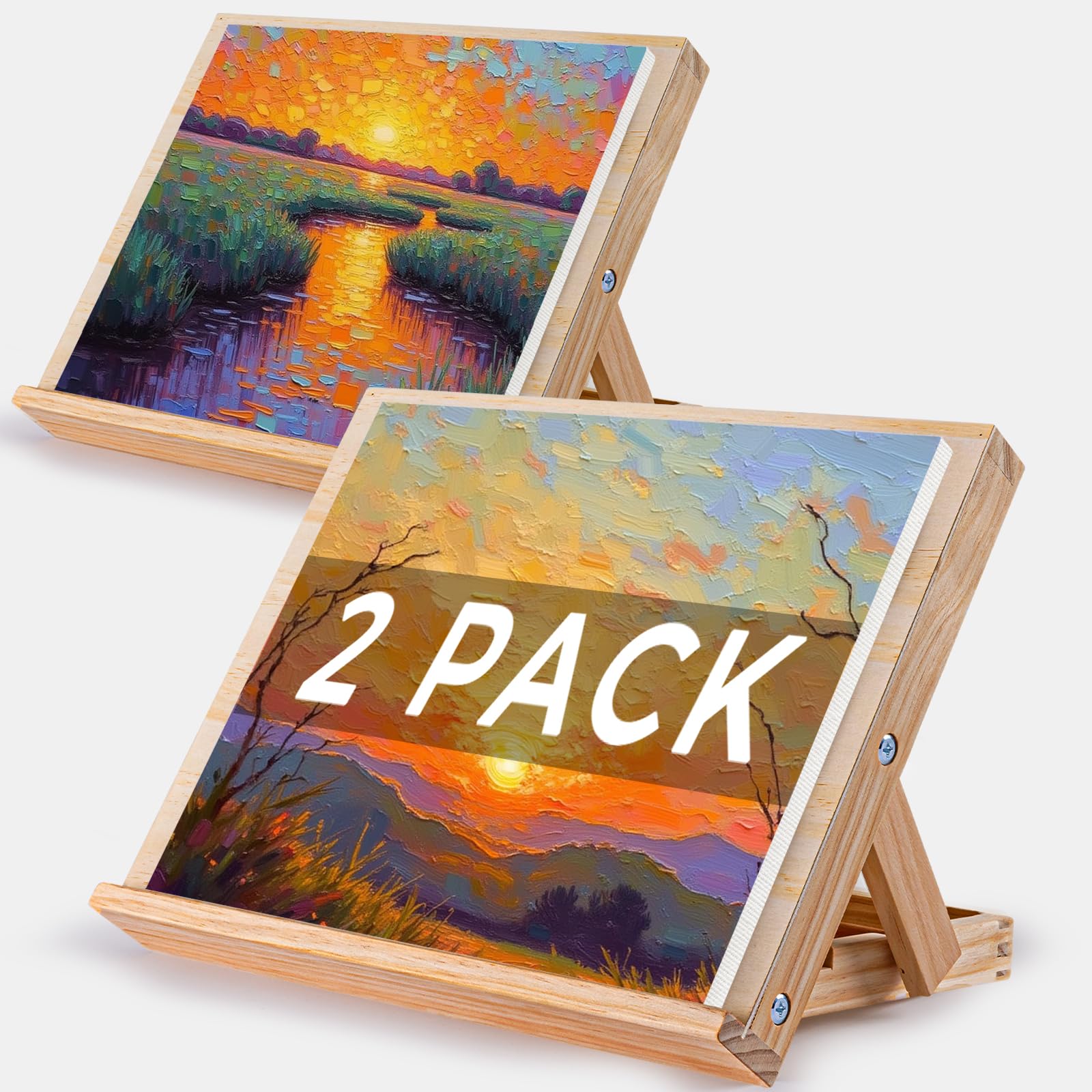 Photo 1 of koseibal Art Easel for Painting, Tabletop Wooden Easel Stand?Adjustable Angle Portable Easel for Canvas, Ipad, Book, Artwords Display ?2 Pack?