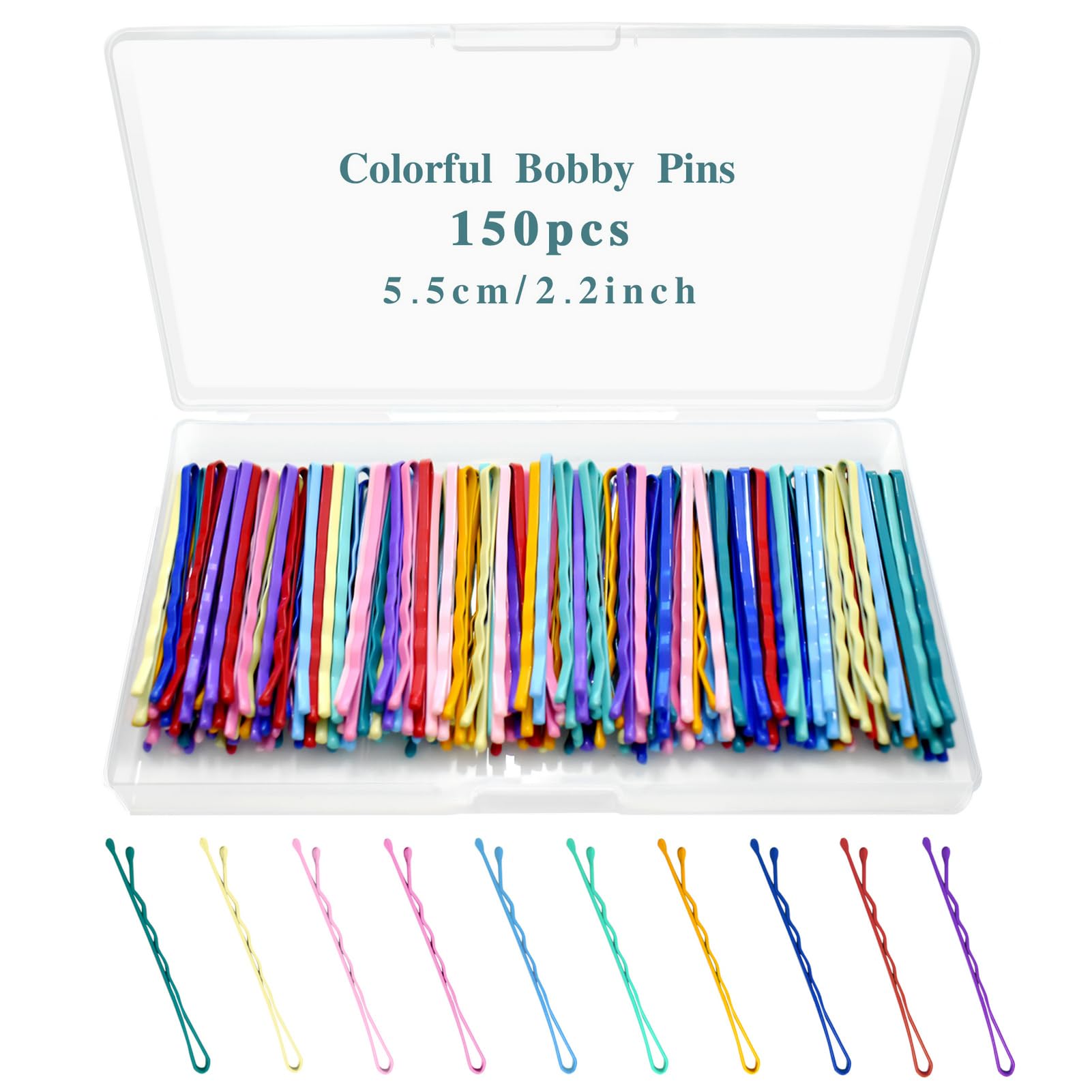 Photo 1 of 150 Pcs 2.2 Inch Mix Colorful Bobby Pin for Girls Women, Hair Pins with Cute Box, Colored Bobby Pins for Hair, Bobby Hair Pins Great for All Hair Types