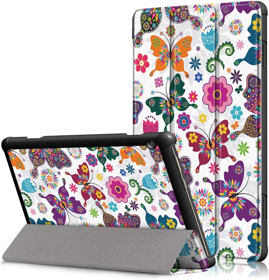 LMFULM® Case for Lenovo Tab M10 / TB-X605F (10.1 Inch) PU Leather Case Colorful Butterfly Pattern Stand Case Holster Flip Cover for Lenovo Tab M10