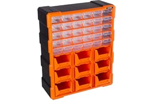 Plastic Storage Drawers - 39-Drawer Screw Organizer - Craft Cabinet for Storing Hardware, Beads, or Toys - Garage Organization by Stalwart (Black)