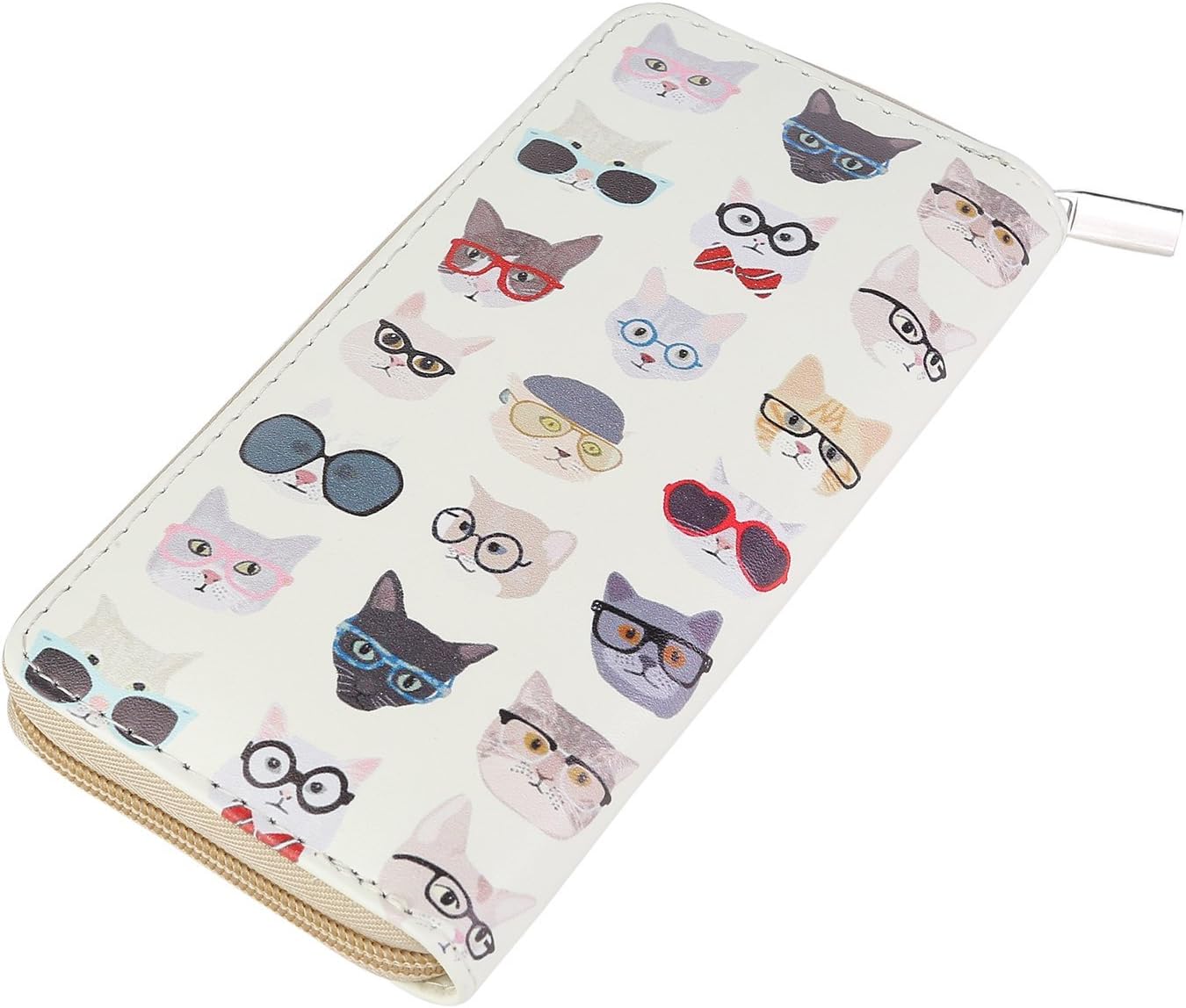 DonDon Women’s Purse Pattern Cats Beige Coloured, Pattern 12