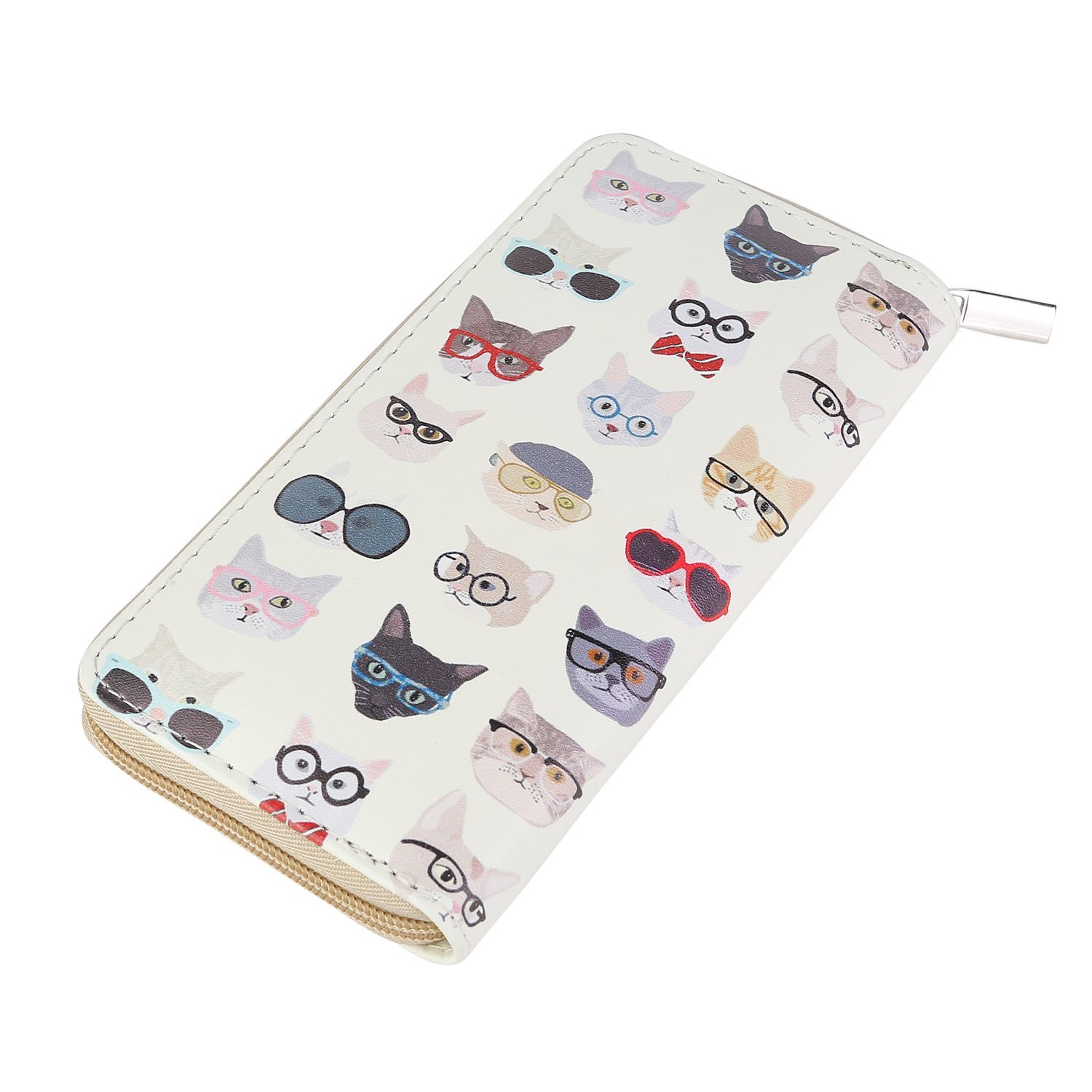DonDon Women’s Purse Pattern Cats Beige Coloured