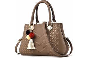 YOUNXSL Womens Leather Handbags Purses Top-handle Totes Satchel Shoulder Bag for Ladies with Pompon and Tassel