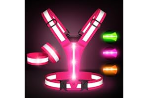 YLZZRS Led Light Up Running Vest Reflective Vest for runners night walking, Rechargeable Reflective Running Vest High Visibility