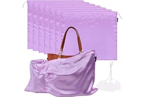 FEICHANGHAO 7 Pack Dust Bags for Handbags Storage Silk Cloth Bag With Drawstring Large Storage Pouch for Handbag Purse Shoes Boots (Violets, 23.6 × 19.6 in)