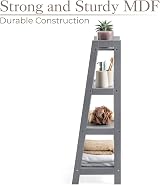 Christow Grey Ladder Shelf Unit 4 Tier Bathroom Storage Display Stand view 4
