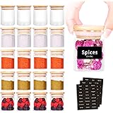 SAIOOL 20 Pack - 2.5 FL OZ (73ml) Mini Spice Jars with Wood Lid, Easy to Clean-BPA Free & Dishwasher Safe -Try filling with S