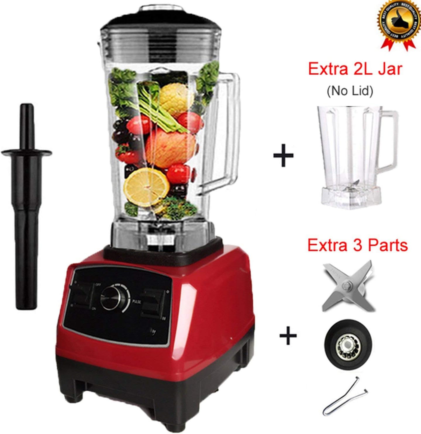 3Hp Commercial Grade Home Professional Smoothies Power Blender Food Mixer Juicer Food Fruit Processor,Red Jar Fullparts,Au Plug