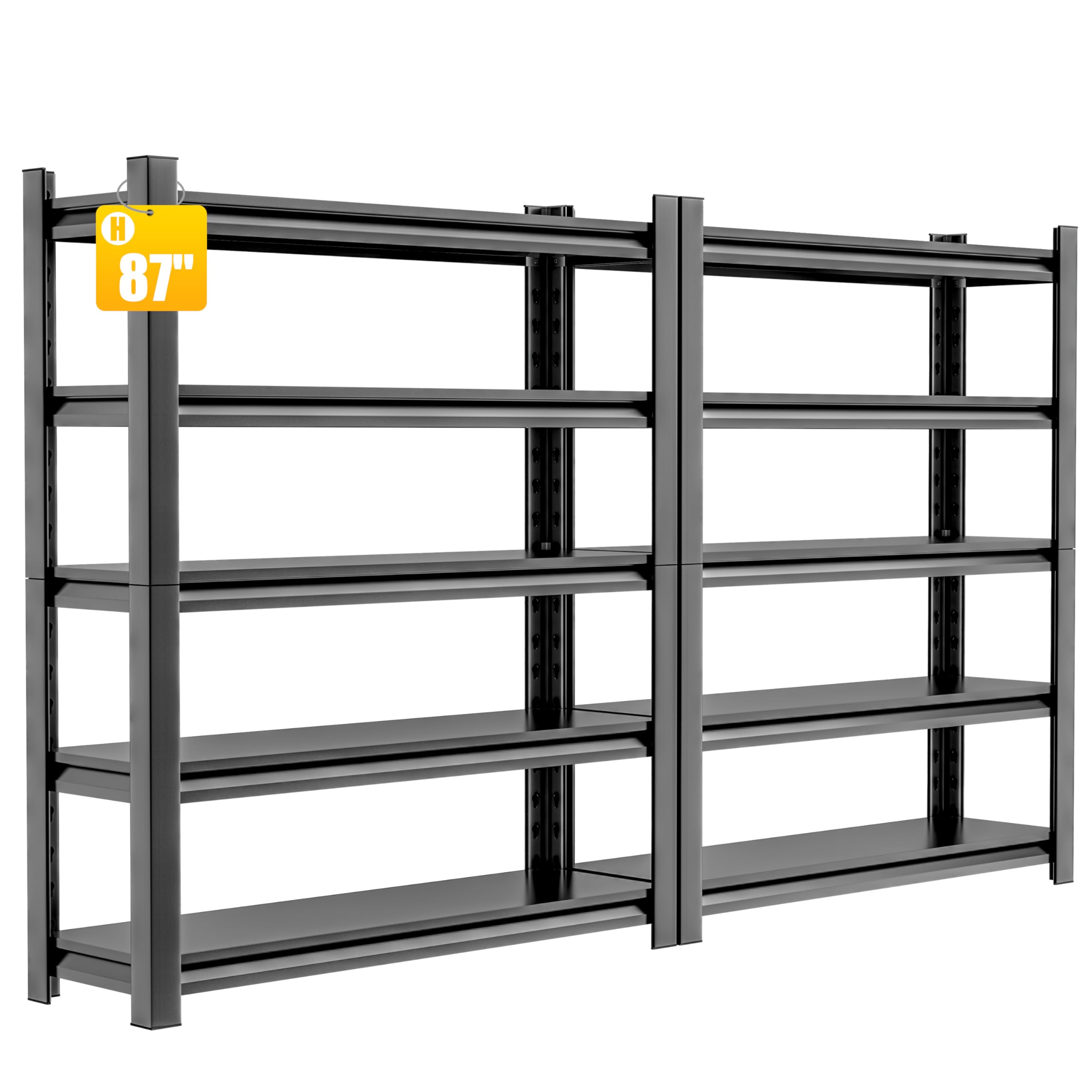 Hzdbhd 2 Sets Garage Shelving Unit 24" D x 48" W x 87" H Heavy Duty Storage Shelves Easy Assembly 5 Tier Adjustable Metal Shelving Utility Shelf Rack Storage Organizer for Garage, Basement, Warehouse