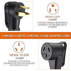 Kanayu 50Amp NEMA 6-50P to 10-50R Welder to Stove