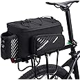 ROCKBROS 13L Waterproof Bike Bag with Expandable Sides, Internal Organizers, Reflective Strips & Tail Light Compatibility - D