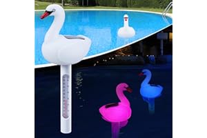 KingSom Floating Pool Thermometer,Solar Pool Thermometer with Color Changing Swan Light,Easy Read Swimming Pool Thermometer at Night,Cute Pool Temperature Thermometer,Swan Pool Thermometer for Spa-1PC