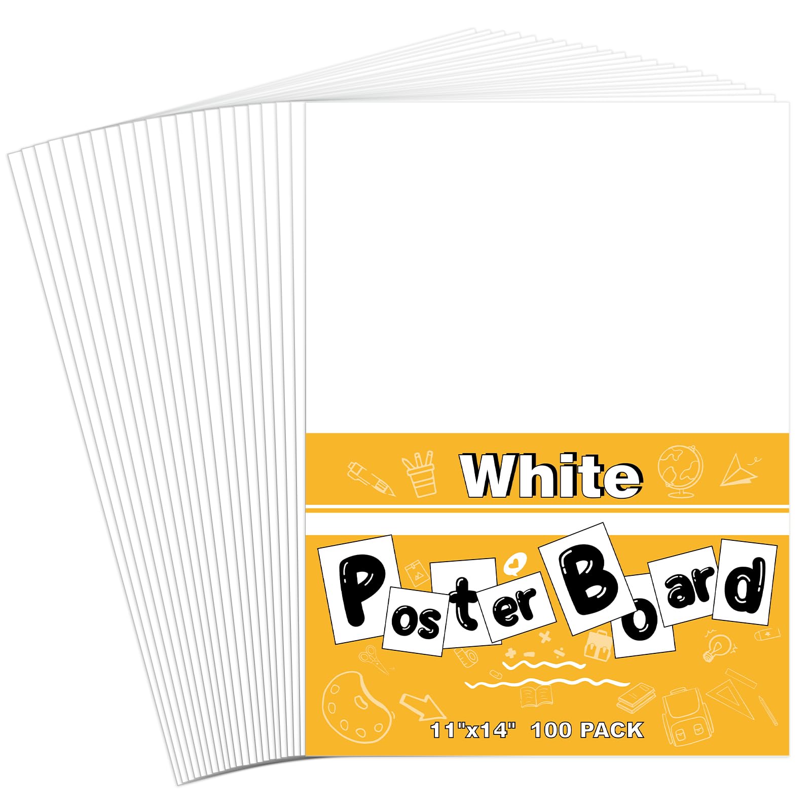 Photo 1 of 100 Pack White Poster Boards, 11"x14" White Poster Paper Heavyweight Poster Board Bulk Blank Poster Board for Art Display Board,Classroom Use,School Craft Project,Presentation Drawing