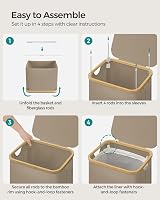 SONGMICS 90L Laundry Basket with Lid Camel Brown LCB509N01V1 view 8