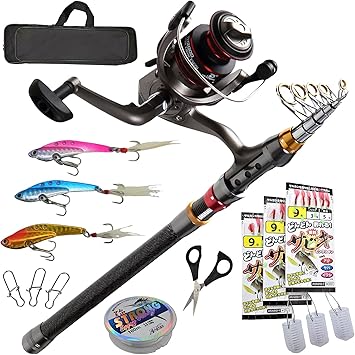 Amazon Lukacraft 釣りセット 釣り竿セット 海釣り 初心者 サビキセット メタルジグ 日本語説明書付き Lukacraft ロッド リールセット