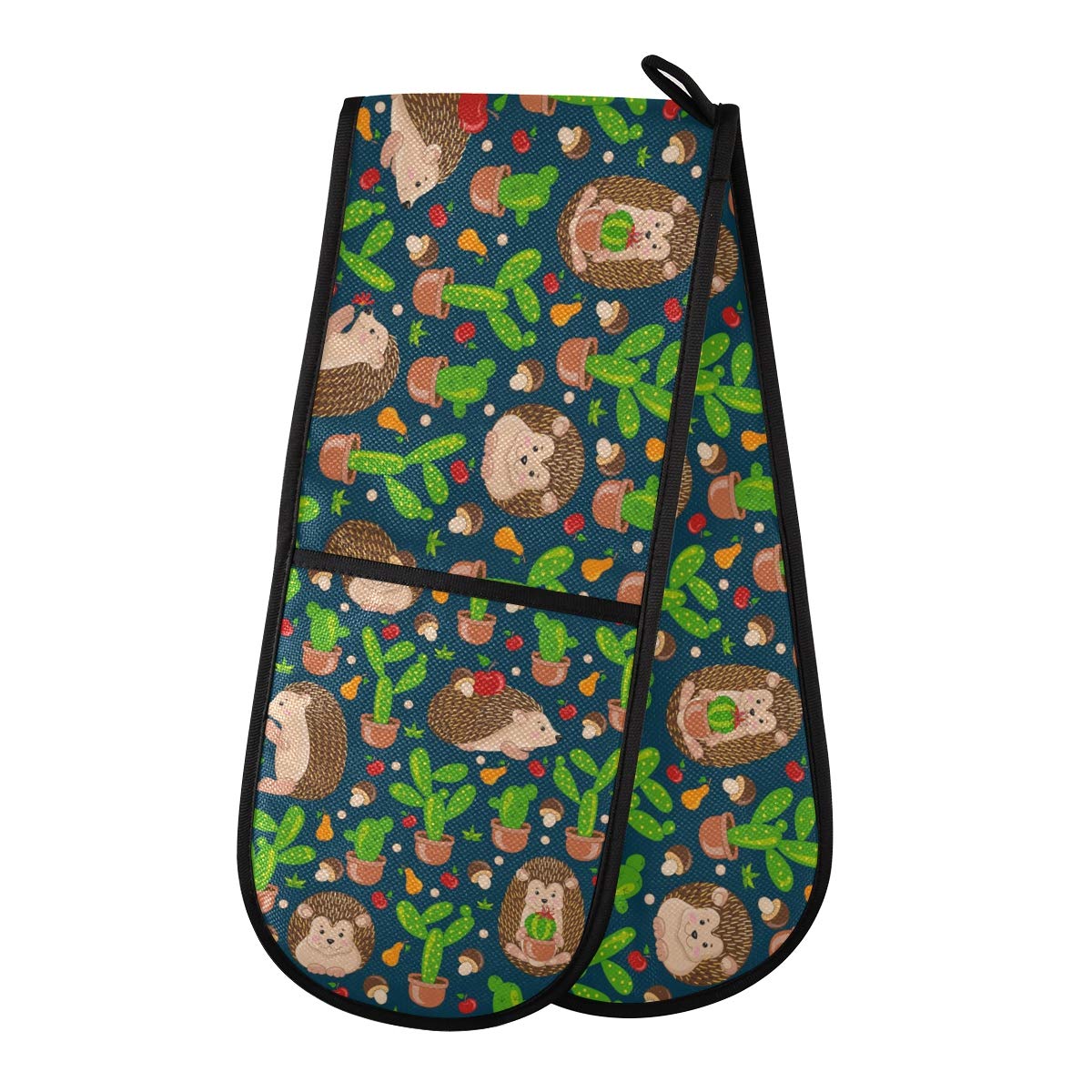 ZZXXB Hedgehog Cactus Double Oven Mitt Heat Resistant Non-Slip Kitchen Gloves Extra Long 7" x 35" for Cooking Baking Barbecue Grilling โ image 1
