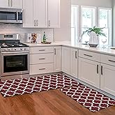 KMAT Kitchen Mat [2 PCS] Cushioned Anti-Fatigue Kitchen Rug, Waterproof Non-Slip Kitchen Mats and Rugs Heavy Duty PVC Ergonomic Comfort Standing Foam Mat for Kitchen, Office, Sink, Laundry,Red