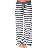 iChunhua Women's Comfy Stretch Floral Print Drawstring Palazzo Wide Leg Lounge Pant
