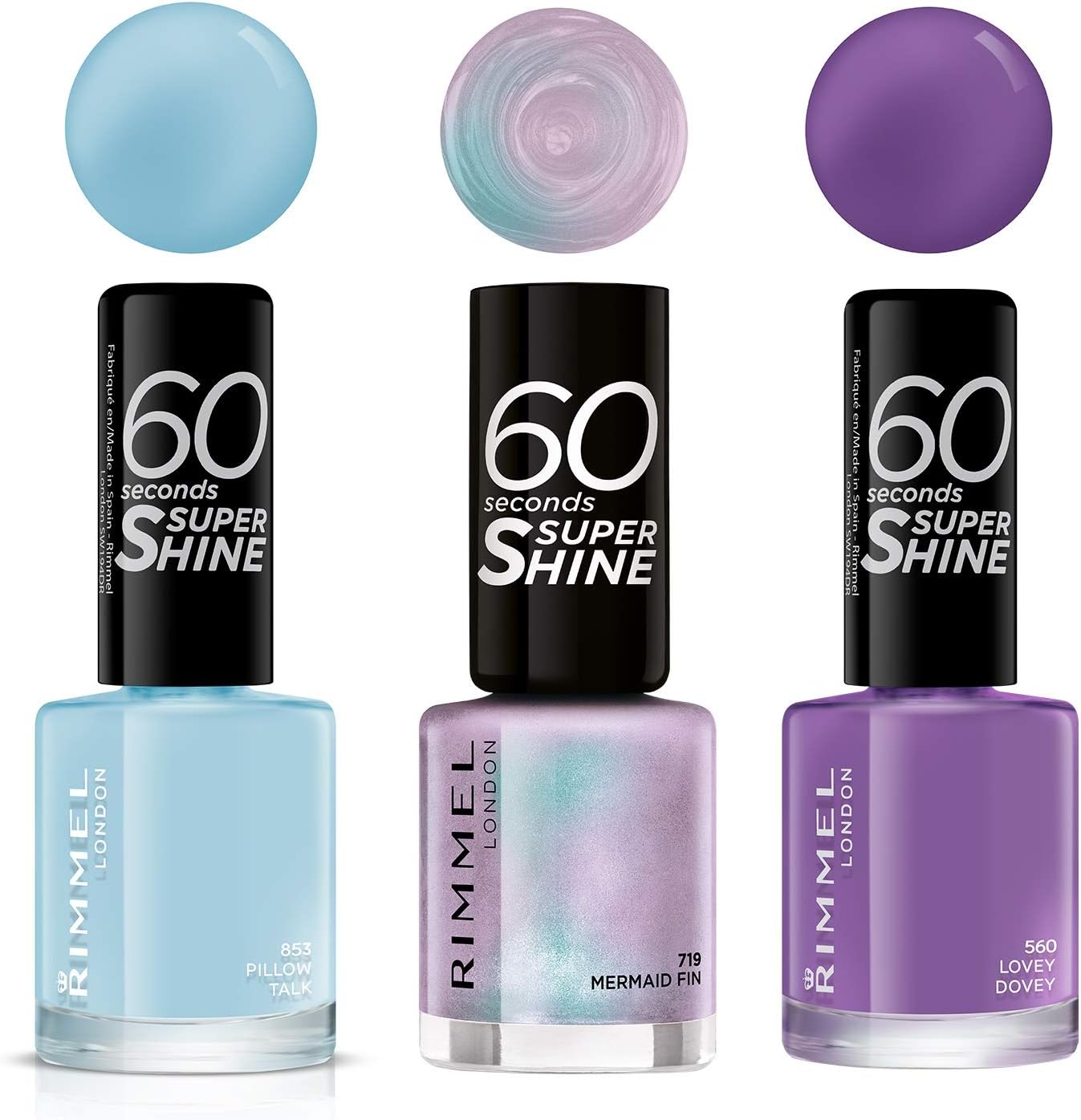 Rimmel London 60 Seconds Super Shine Mermaid Nail Polish Trio (Pack of 3), Mermaid Nail Trio, 8 ml (Pack of 3)