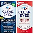 Bundle of Clear Eyes Nighttime Restoring Eyes Drops, Nighttime Relief Dry Eye Drops, 0.5 Fl Oz + Clear Eyes Redness Relief Lubricant Redness Relief Eye Drops, 0.5 oz