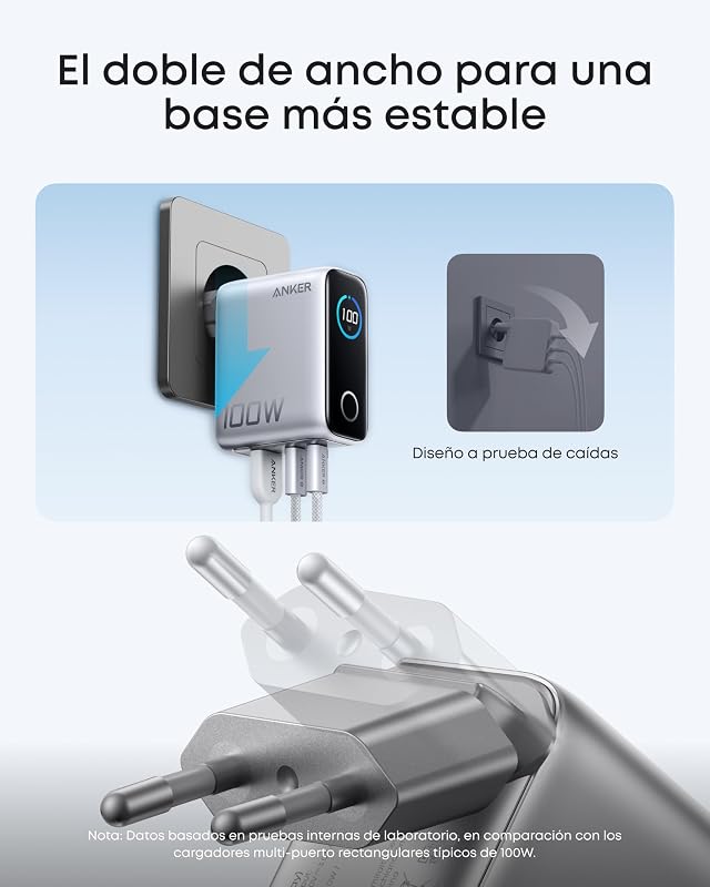Carregador de 100 W de carregamento rápido para iPhone, carregador compacto de parede GAN de 3 portas, ecrã inteligente, controlo tátil, compatível com MacBook, iPad, iPhone Series 17/16/15