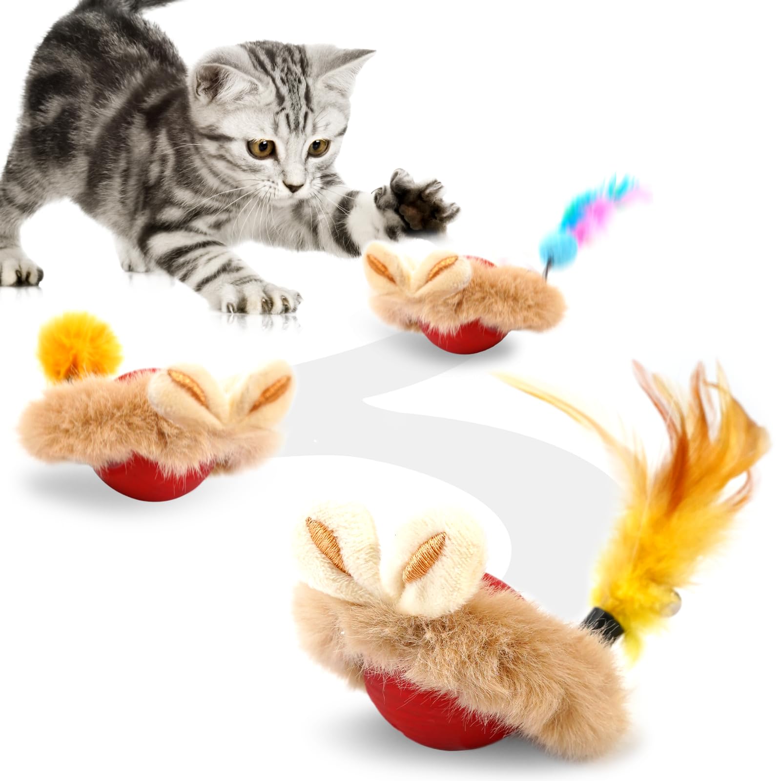 Photo 1 of JLDVP Cat Interactive Ball Toy with Feather, The Upgrade Agile Moving Cats Ball, Touching Automatic Moving for Bored Indoor Adult, 3-in-1 Pet Toy for Indoor