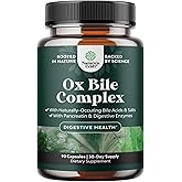 Digestive Enzymes with Ox Bile - Ox Bile Supplements for No Gallbladder with Trypsin, Papain & Bromelain Enzyme for Pancrease Cleanse & Detox - Pancreatin Digestion Enzymes for Women & Men - 90 Ct