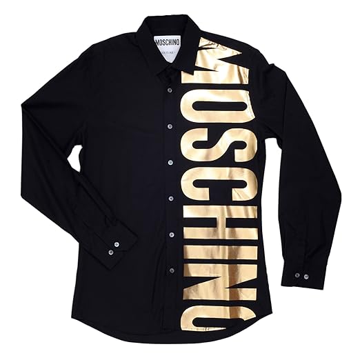Black Moschino Long Sleeve Shirt With Gold Logo MOSM5334