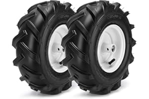 CHENKENI 13x5.00-6" Tiller Tires and Wheels, (2-Pack 1" Axle Bore, 3-1/8" Centered Hub) 13x5.00-6" Tiller Tires Replacement for Craftsman & Troy-Bilt Garden Tractors, Tillers & Trenchers