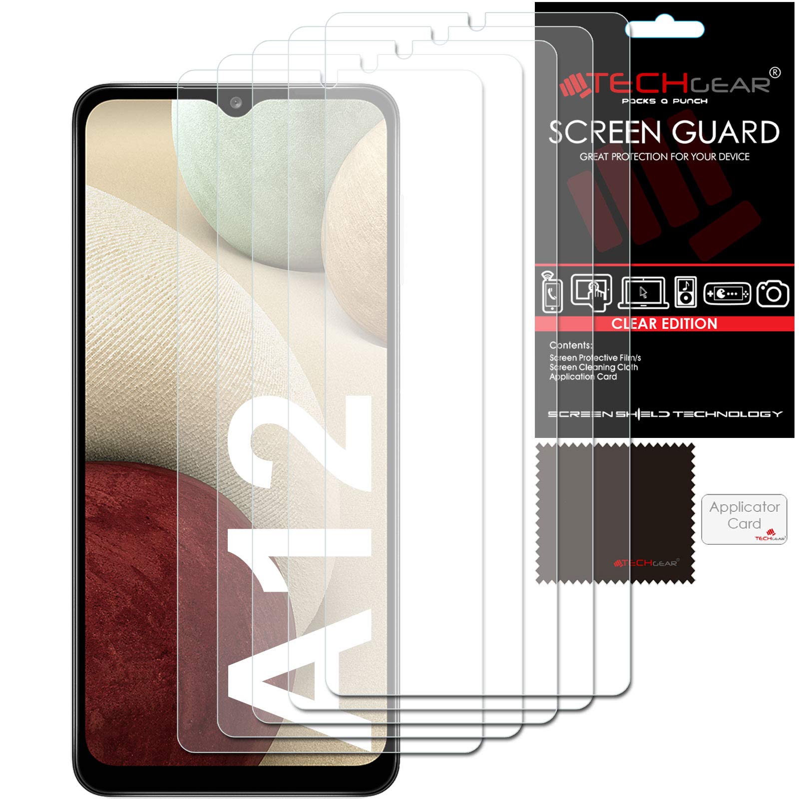 TECHGEAR [5 Pack] Screen Protectors Compatible with Samsung Galaxy A12 / M12, A13, CLEAR LCD Screen Protectors Cover Guards